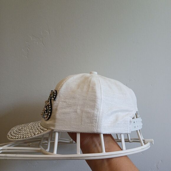 Texas Rhinestone Snapback Hat White With Silver Rhinestones Texas Lettering - Picture 7 of 9